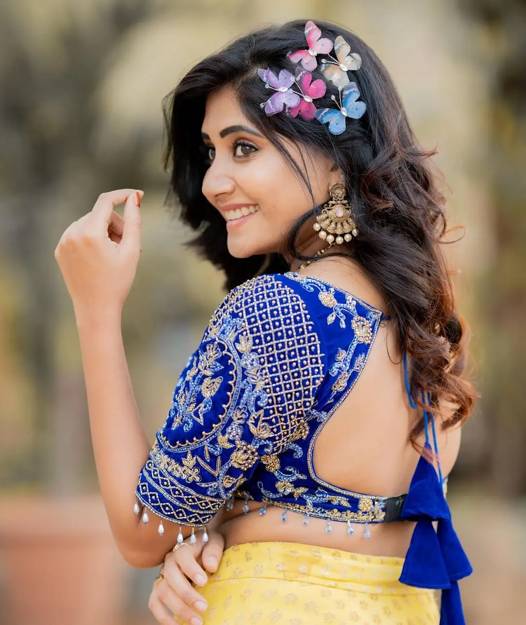 Vasanthi Krishnan Wearing Yellow Lehenga Choli